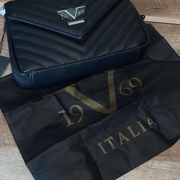 V 1969 by Versace Womens Marina Detachable Strap Shoulder Handbag Black OS NWT - Picture 6 of 10